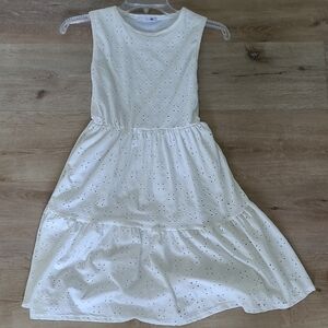 Elegant Eyelet Kids Dress in Cream